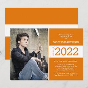 Bold Class Year Deep Orange Photo Graduation Announcement
