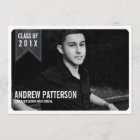Bold Classic Banner Graduation Photo Announcement