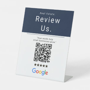 Bold Classic Blue Realtor Review Us QR Code Sign