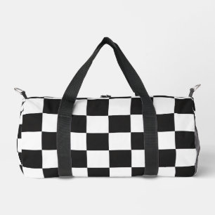 Bold Classic Retro Black and White Checkered  Duffle Bag