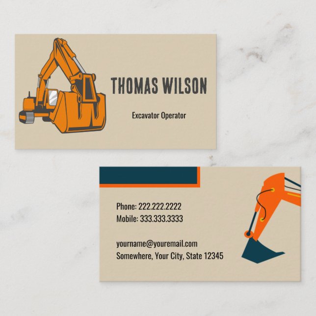Bold clean orange styled operator identity business card (Front/Back)