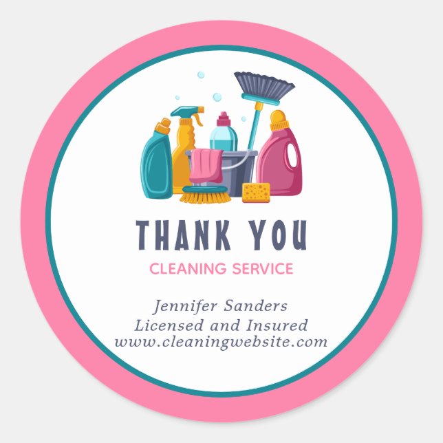 Bold Cleaning Service Thank You Sticker  (Front)