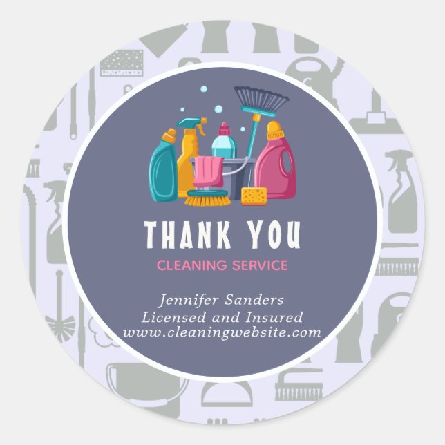 Bold Cleaning Service Thank You Sticker  (Front)