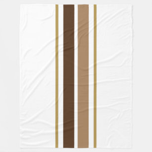 Bold Cocoa Mocha Brown Racing Stripes On White Fleece Blanket