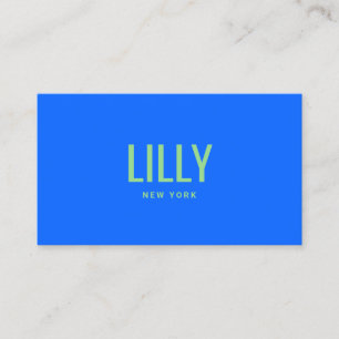 Bold Colbalt Blue Lime Green  Typography Business Card
