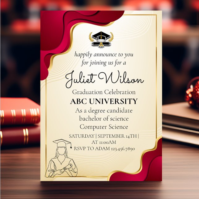 Bold college  graduation stylish commencement invitation (Creator Uploaded)