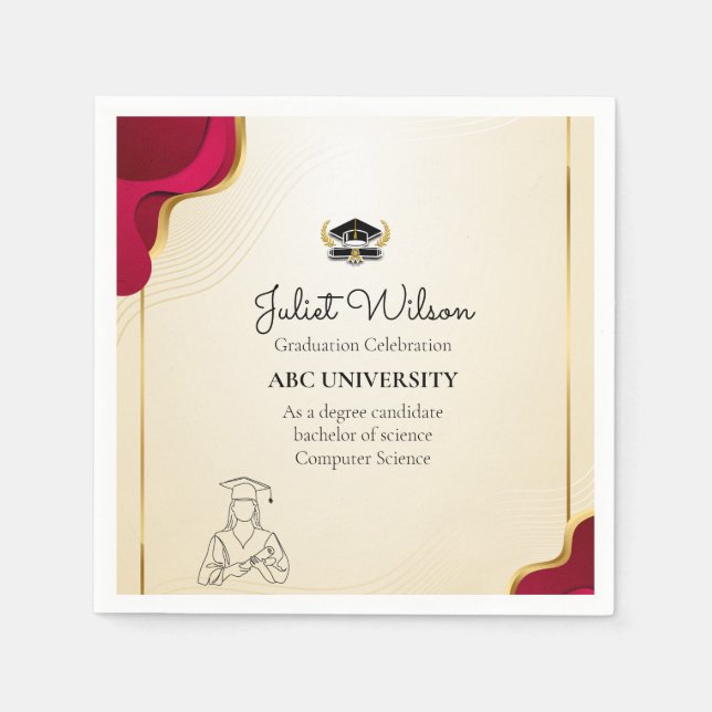 Bold college  graduation stylish commencement napkin (Front)