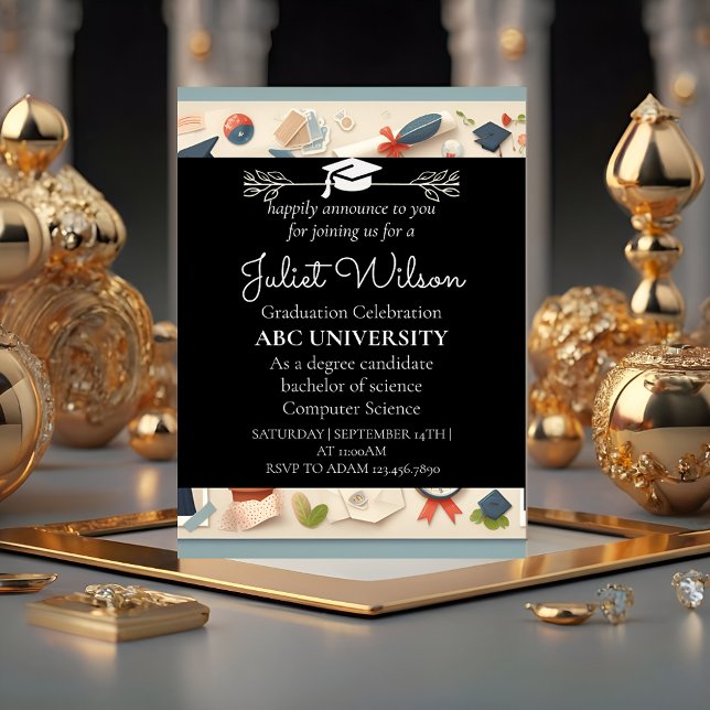 Bold college university graduation commencement invitation (Creator Uploaded)