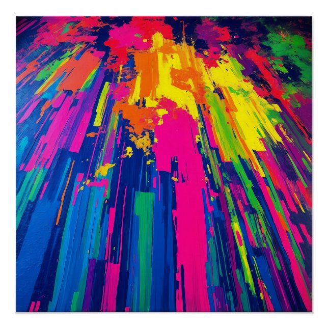 Bold Color Explosion Dynamic Abstract Modern  Poster (Front)