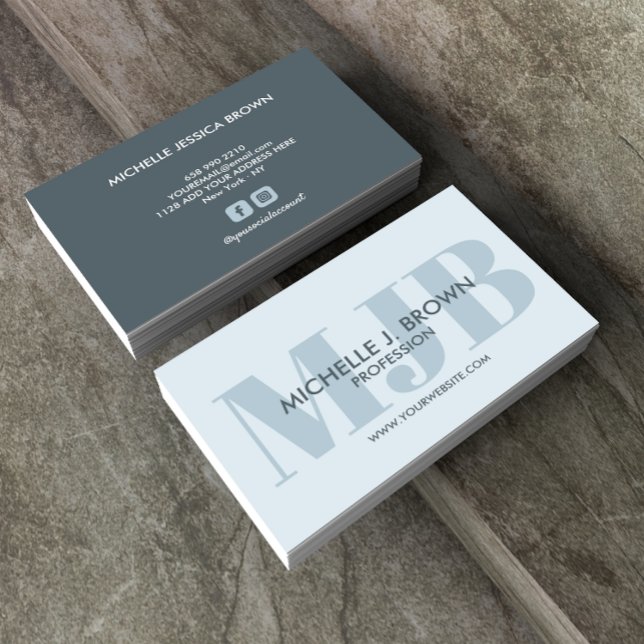BOLD COLOR MONOGRAM PROFESSIONAL SOCIAL ACCOUNT BUSINESS CARD (Creator Uploaded)