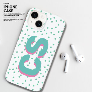 Bold Colorful Big Initials Shadow Text Spot Green Case-Mate iPhone 14 Case