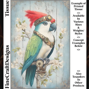 Bold Colorful Fantasy Bird Parrot J8R Decoupage Tissue Paper