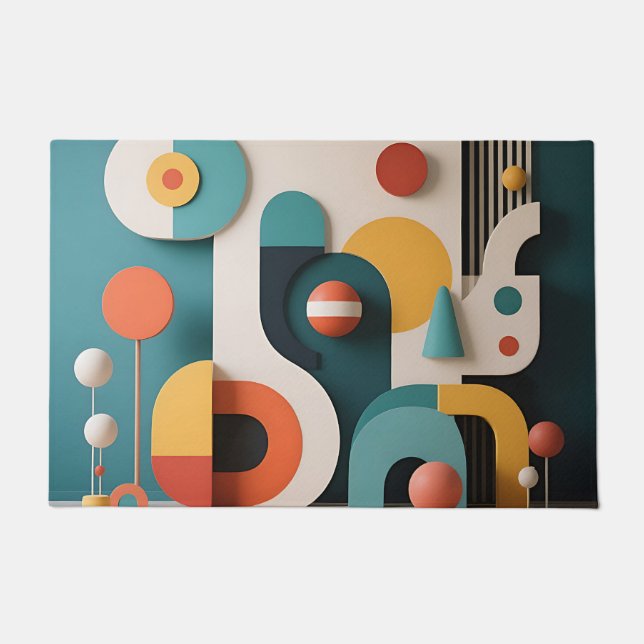 Bold Colorful Geometric Abstract  Doormat (Front)