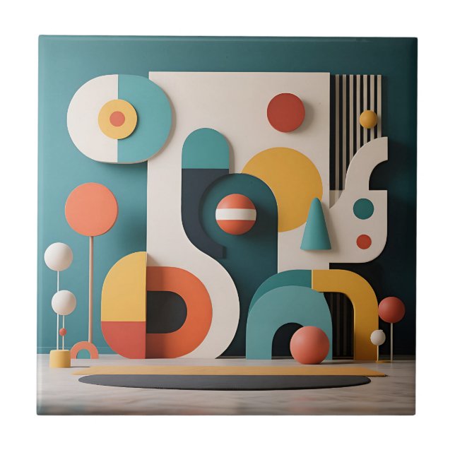 Bold Colorful Geometric Abstract  Tile (Front)