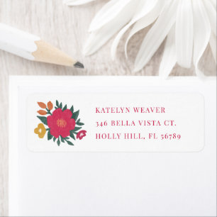 Bold Colorful Magenta Floral Hand Drawn Address