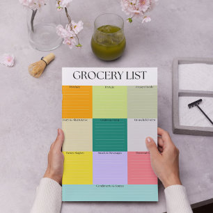 Bold Colour Block Grocery List Notepad