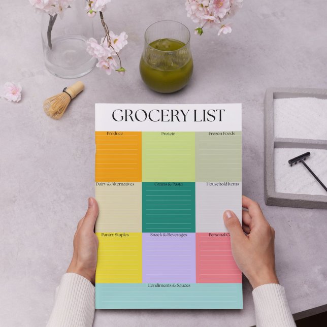 Bold Colour Block Grocery List  Notepad (Creator Uploaded)