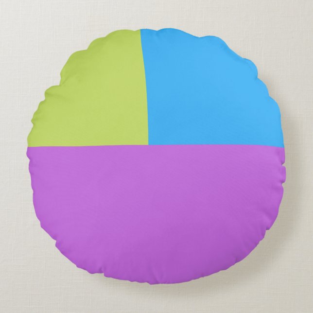 Bold Colour Blocks Green Blue Pink 4 Round Pillow (Front)