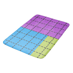 Bold Colour Blocks Green Blue Pink 4 square Bath Mat