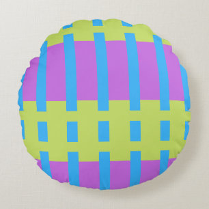 Bold Colour Blocks Green Blue Pink 7 Round Pillow