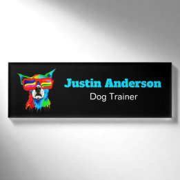 Bold Colour Dog Custom Dog Trainer Name Tag