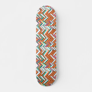 Bold Colour Herringbone Chevron pattern Skateboard