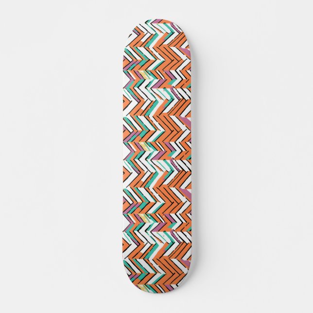 Bold Colour Herringbone Chevron pattern Skateboard (Front)