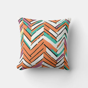 Bold Colour Herringbone Chevron pattern Throw Pillow