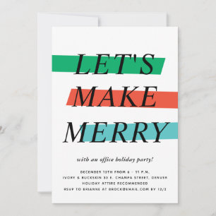 Bold Colour Highlights Holiday Party Invitation