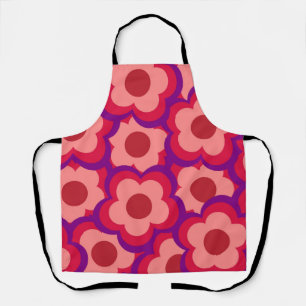 Bold Colour Retro Hippie Flower Pattern Apron