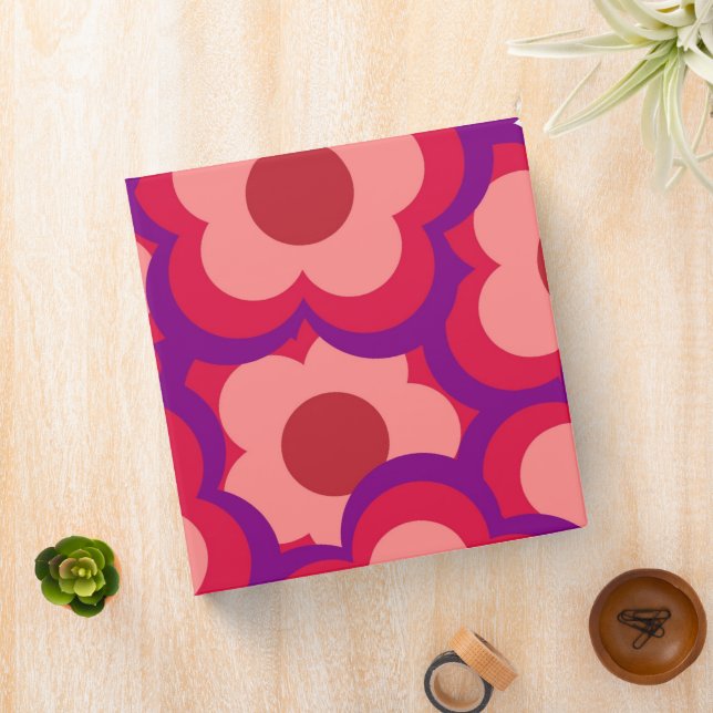 Bold Colour Retro Hippie Flower Pattern Binder (In Situ)