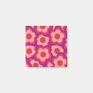 Bold Colour Retro Hippie Flower Pattern Post-it Notes