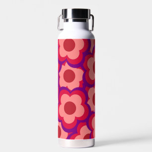 Bold Colour Retro Hippie Flower Pattern Water Bottle