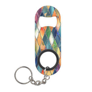 Bold Colour Stained Glass Keychain Bottle Opener