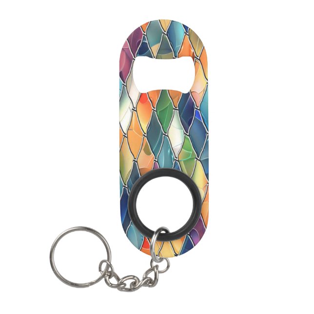 Bold Colour Stained Glass Keychain Bottle Opener (Front)