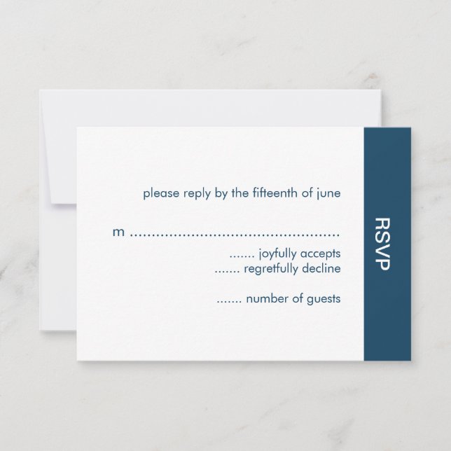 Bold Colour Wedding RSVP Cards - Navy (Front)