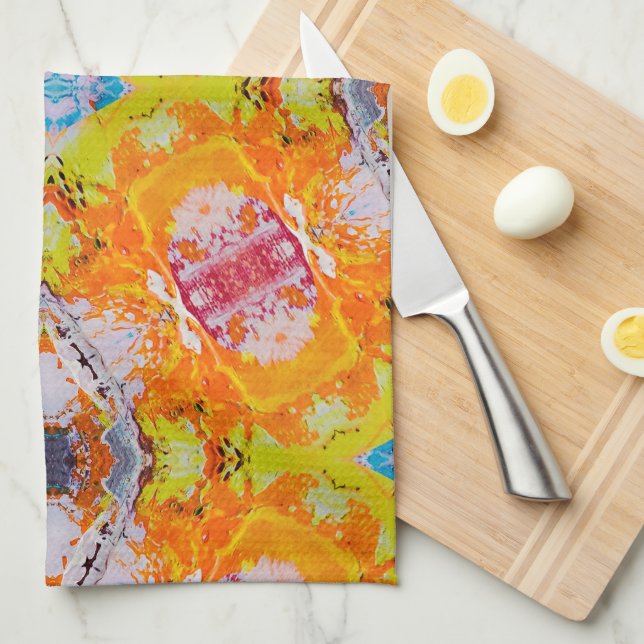 Bold Colourful Abstract Kitchen Towel (Quarter Fold)