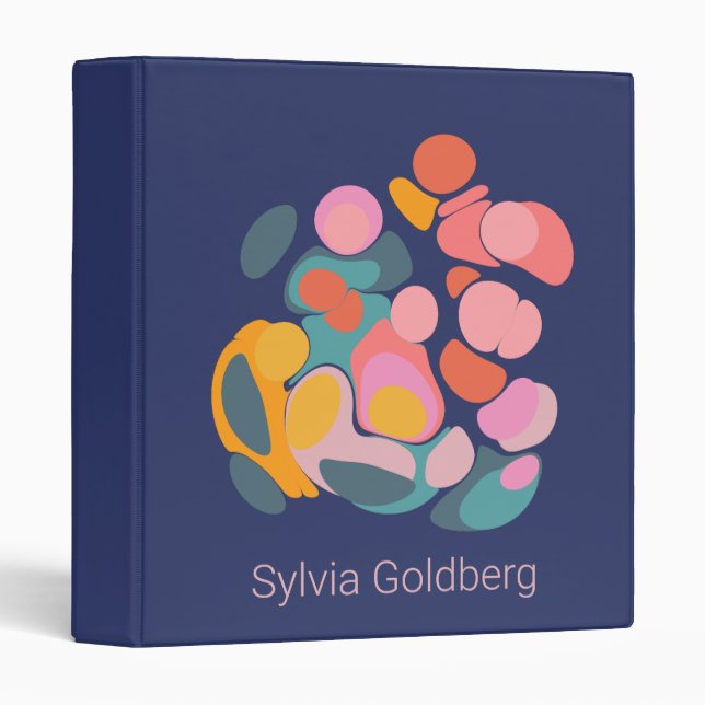 Bold Colourful Abstract Shapes in Blue Personalize Binder (Front/Spine)