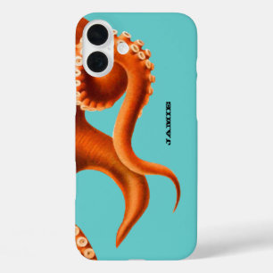 Bold Colourful Aqua and Orange Octopus  iPhone 16 Plus Case