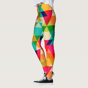 Bold Colourful Bright Geometric Triangle Pattern Leggings
