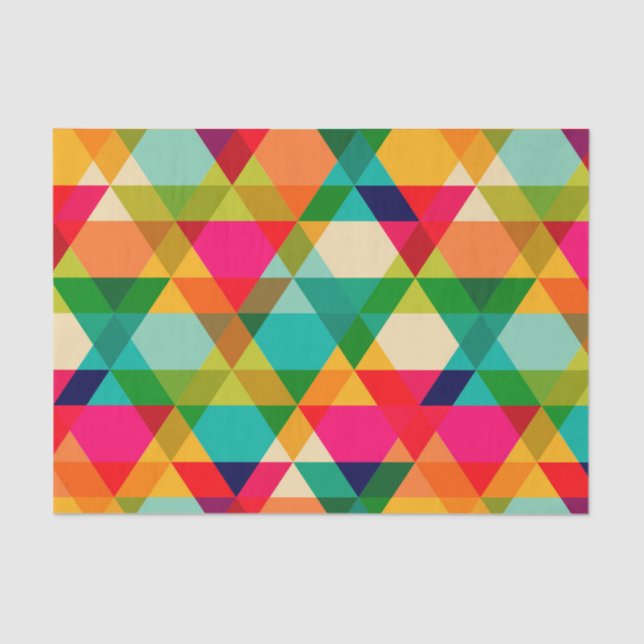 Bold Colourful Bright Geometric Triangle Pattern Tissue Paper (Front)