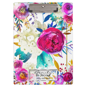 Bold Colourful Bright Modern Floral Personalized Clipboard