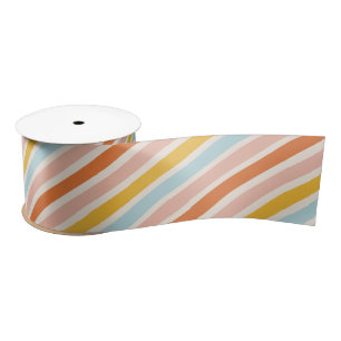 Bold Colourful Candy Stripes Christmas Satin Ribbon