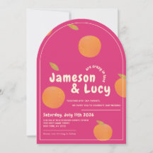 Bold, colourful citrus wedding invitation