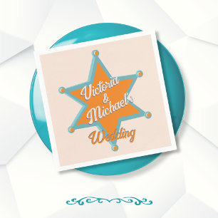 Bold Colourful Cowboy Western Sheriff's Badge Napkin