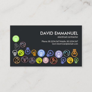 Bold Colourful Electrical Light Bulb Electrician Business Card