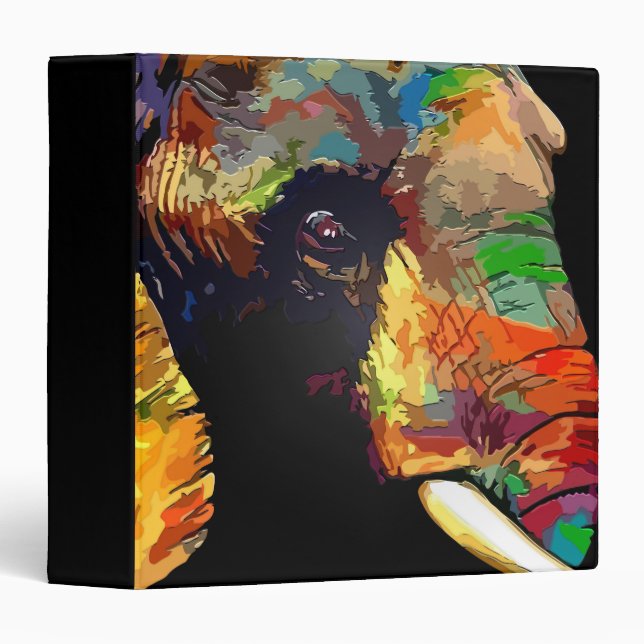 Bold Colourful Elephant Head Portrait Binder (Front/Spine)