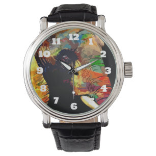 Bold Colourful Elephant Head Portrait Watch