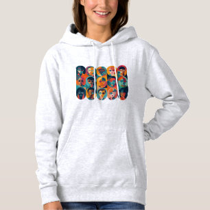 Bold, colourful faces celebrating individuality hoodie