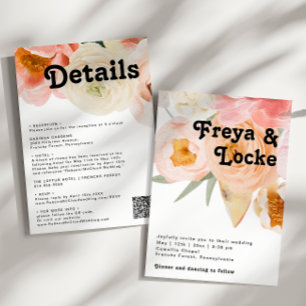 Bold Colourful Floral   All In One Wedding Invitat Invitation